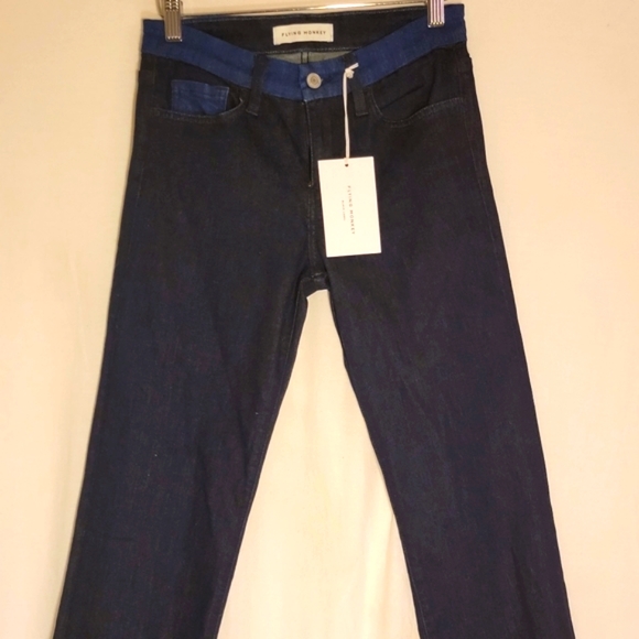 Flying Monkey Black Label Jeans Black and Blue Cropped Stretch sz 25 - Picture 6 of 11